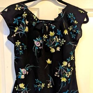 Lauren Conrad Sleeveless Blouse, Black with Floral Print, XS